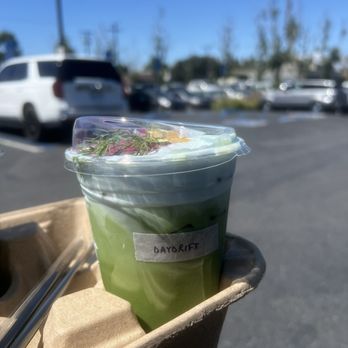 Daydrift - Pandan matcha latte customized order with pandan butterfly cream - Coffee & Tea Near Me - Costa Mesa, California
