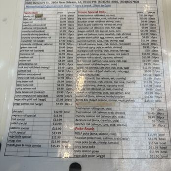Jazz Sushi Bar - Menu 08/2023 - Sushi Bars Near Me - New Orleans, Louisiana