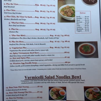 Pho PQ - Partial menu - Vietnamese Near Me - Lakewood, Washington