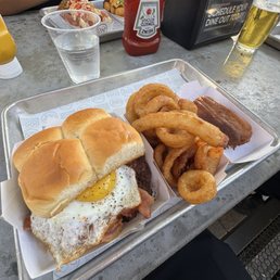 The Hangover, Onion Rings, Corndog slider