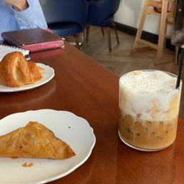 Freddo Espresso + Spanakopita Freddo Espresso + Spanakopita