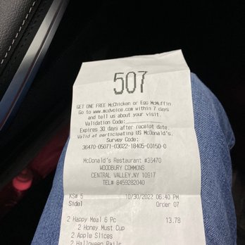 McDonald's - Receipt of my order that they managed to screw up.  No Halloween Pails, No sauce, No straws.. - Burgers Near Me - Central Valley, New York