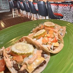 Smash burger tacos