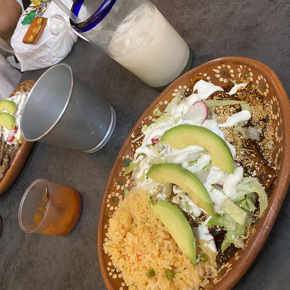 Horchata and Mole enchiladas Horchata and Mole enchiladas