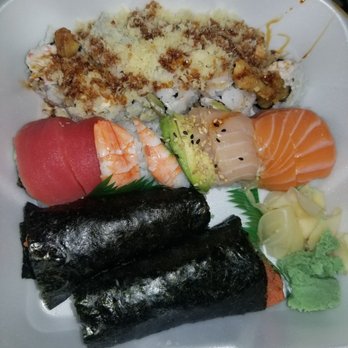 Sushi Yukiya - Top to bottom (to-go): shrimp tempura crunch roll, rainbow roll, and 2 spicy tuna hand rolls. - Sushi Bars Near Me - Oceanside, California Sushi Yukiya - Top to bottom (to-go): shrimp tempura crunch roll, rainbow roll, and 2 spicy tuna hand rolls. - Sushi Bars Near Me - Oceanside, California