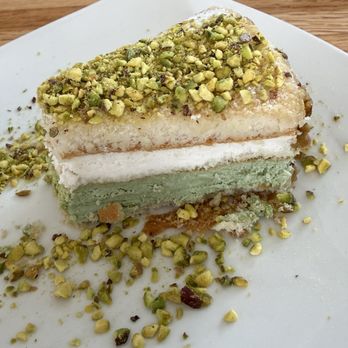 Aslan’s Mediterranean Grill - Pistachio cake semi cheesecake - Mediterranean Near Me - Chester, California