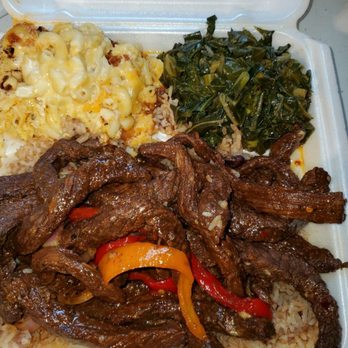 Kingston 11 - Pepper steak, rice, Mac n cheese, greens - Caribbean Near Me - Philadelphia, Pennsylvania Kingston 11 - Pepper steak, rice, Mac n cheese, greens - Caribbean Near Me - Philadelphia, Pennsylvania