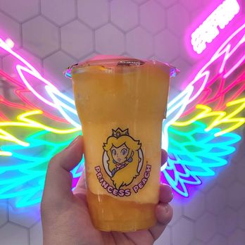 Kung Fu Tea - Passion Fruit Slush with Mango Jelly, in the Princess Peach Cup - Coffee & Tea Near Me - Gaithersburg, Maryland