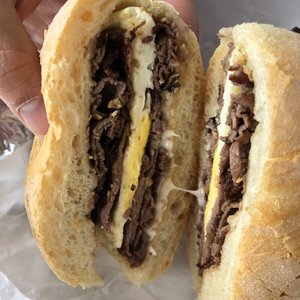 Photo of Rikopan Brazilian and Portuguese Bakery - Bridgeport, CT, United States. Steak, egg, and cheese sandwich