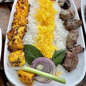 Maman Joon Kitchen Tysons - Chicken & Steak Kabob Platter - Persian/Iranian Near Me - Tysons, Virginia Maman Joon Kitchen Tysons - Chicken & Steak Kabob Platter - Persian/Iranian Near Me - Tysons, Virginia