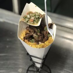 Skirt steak mofongo cone