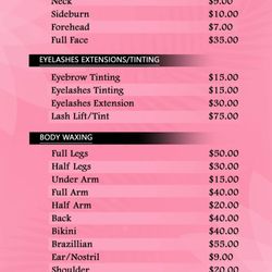 Unique Eyebrow Threading - Pricelist