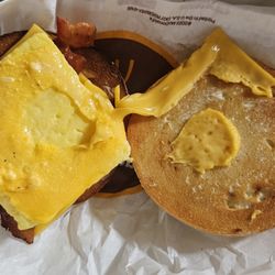 McDonald's - They claim to have put a dab of sauce on my begal sandwich. But where is it then??