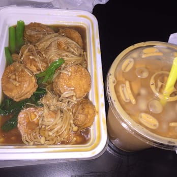 Chi Cafe - Japanese tofu with golden mushrooms and Hong Kong style milk tea. - Hong Kong Style Cafe Near Me - Chicago, Illinois