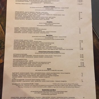 Farmer's Table - Front side of menu. Back side has pizza, sides and beverages. A nice list of Bloddy Mary's I'll need to come back for. - New American Near Me - La Mesa, California