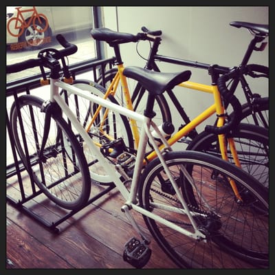 Photo of Kitsuné - Montreal, QC, CA. Love that it has an interior bike stand!