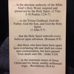 New Testament Baptist Church - Pamphlet continued.