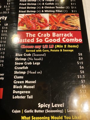 Menu photo 1 The Crab Barrack Birmingham, AL