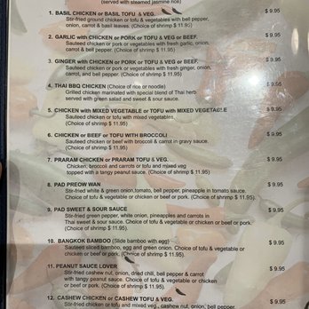 Basil Thai Urbana - Menu 7 September 2019 - Thai Near Me - Urbana, Illinois