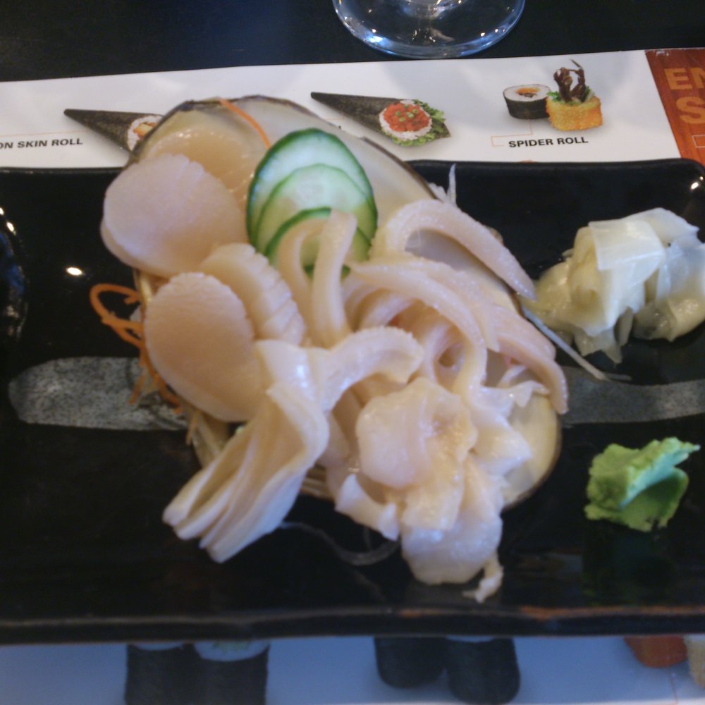Sushi Dragon - Aoyagi/orange clam Sashimi. Sweet, sea kissed mineralty, plump velvety, flesh. - Sushi Bars Near Me - Sun Valley, California Sushi Dragon - Aoyagi/orange clam Sashimi. Sweet, sea kissed mineralty, plump velvety, flesh. - Sushi Bars Near Me - Sun Valley, California