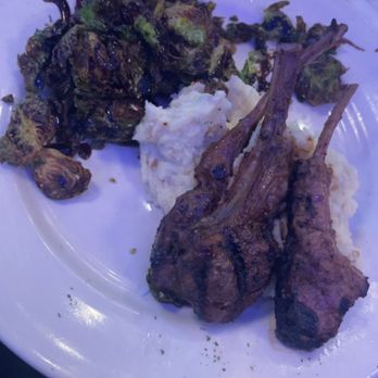Sea Salt Seafood Lounge - Lamb Chops, garlic mashed potatoes & brussel sprouts - Seafood Near Me - Atlanta, Georgia Sea Salt Seafood Lounge - Lamb Chops, garlic mashed potatoes & brussel sprouts - Seafood Near Me - Atlanta, Georgia