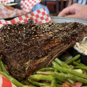 Smokin' Dave's BBQ & Brew - Smokin' Buffalo Ribs (bison ribs) + Sautéed Green Beans + Potato Salad - Barbeque Near Me - Lyons, Colorado