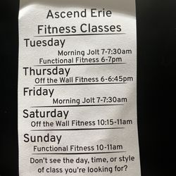 Ascend - Fitness class schedule