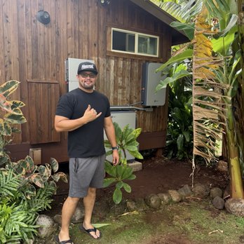 HI POWER Solar - Cruz (manager of HI Solar Power) standing with the finished result of the off grid solar system on our ranch in Oahu. - Solar Installation Near Me - Pearl City, Hawaii HI POWER Solar - Cruz (manager of HI Solar Power) standing with the finished result of the off grid solar system on our ranch in Oahu. - Solar Installation Near Me - Pearl City, Hawaii