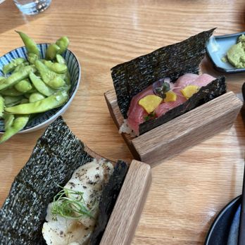 Yonsei Handrolls - Toro & halibut I think - Sushi Bars Near Me - Albany, California