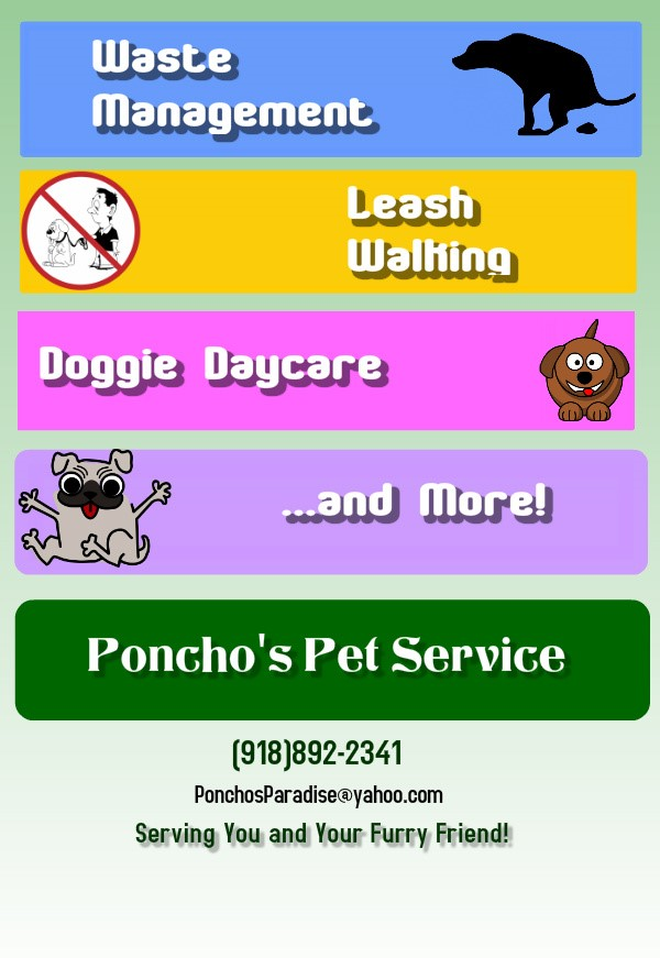PONCHO’S PET SERVICES 303 137th St E, Glenpool, Oklahoma Dog
