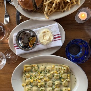 Cassis - Our main dishes - the burger + frites and the ravioli - French Near Me - Milwaukee, Wisconsin Cassis - Our main dishes - the burger + frites and the ravioli - French Near Me - Milwaukee, Wisconsin