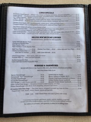 Menu photo 1 El Camino Dining Room Albuquerque, NM