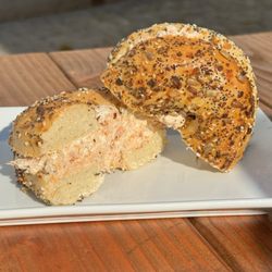 Mission Street Market - Salmon Spread on a freshly baked Everything Bagel