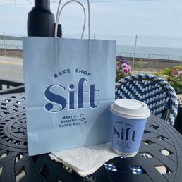 A fresh, hot Americano, and some pastry are a great way to spend the afternoon looking over Niantic Bay.