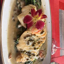 Sea bass and spinach - delish ! Sea bass and spinach - delish !