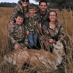 Stones Guided Hunts - Katrina with her family and her Trophy Fallow Deer