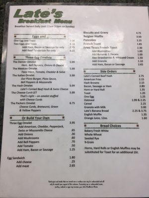 Menu photo 8 Late's Manitowoc, WI