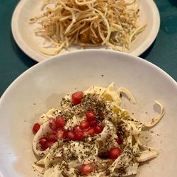 Clamato - Cuttlefish from Oleron, fennel and Pomegranate. Trout Tartare, Pommes Allumettes