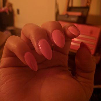 UNO Nails - Pink almond shaped acrylic nails!! - Nail Salons Near Me - Santa Ana, California UNO Nails - Pink almond shaped acrylic nails!! - Nail Salons Near Me - Santa Ana, California