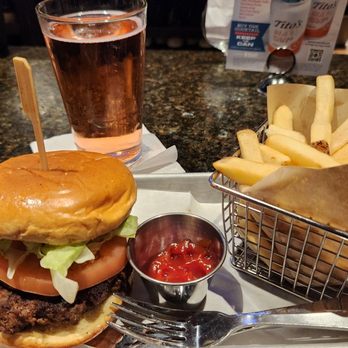 Bar Louie - Stonebridge - Plain burger with fries no seasoning or salt as requested.  Truly draft in mixed berry. - Bars Near Me - Woodbridge, Virginia
