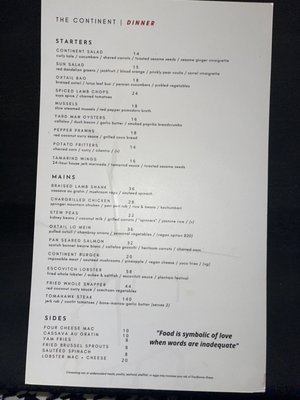 Menu photo 5 Continent Restaurant & Cigar Lounge Atlanta, GA