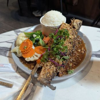 Kin Long Beach - Whole fried fish (branzino today). - Thai Near Me - Long Beach, California Kin Long Beach - Whole fried fish (branzino today). - Thai Near Me - Long Beach, California