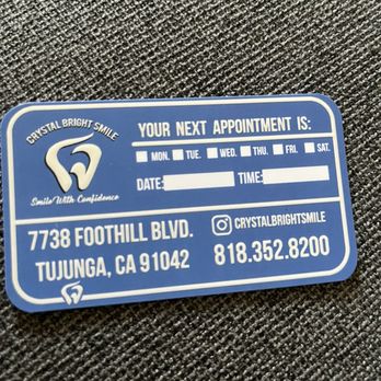 Crystal Bright Smile - Business card - Cosmetic Dentists Near Me - Tujunga, California