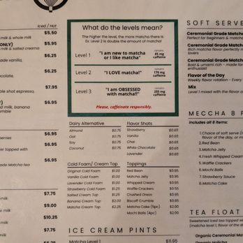 Meccha Matcha - Menu 4/2/26 - Desserts Near Me - Long Beach, California