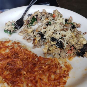Smarty Pants Garage - Scramble with hash browns - New American Near Me - Burien, Washington Smarty Pants Garage - Scramble with hash browns - New American Near Me - Burien, Washington