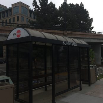 Caltrain Station - Sunnyvale - Waiting shelter on southbound platform - Train Stations Near Me - Sunnyvale, California