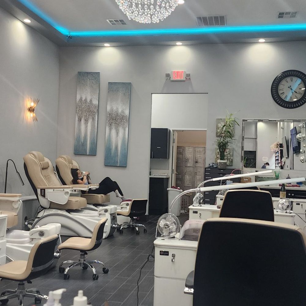 Sapphire Nails & Spa - View from the first chair  look at that chandelier! - Nail Salons Near Me - Las Vegas, Nevada