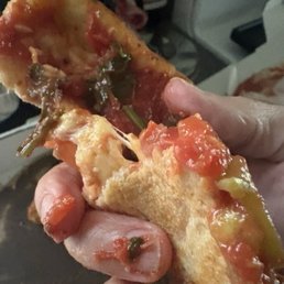 This ws our deep dish chicago style pizza today. Disgusting. This ws our deep dish chicago style pizza today. Disgusting.