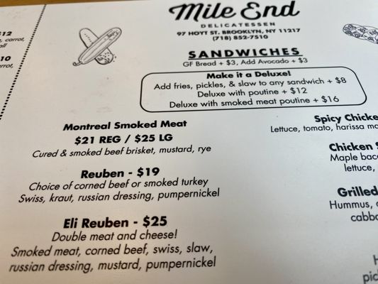 Menu photo 3 Mile End Deli Brooklyn, NY Menu photo 3 Mile End Deli Brooklyn, NY