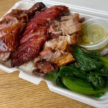 Cafe Bayon - Triple combo (roasted duck, BBQ pork, roasted pork over white rice) - Asian Fusion Near Me - Lynn, Massachusetts Cafe Bayon - Triple combo (roasted duck, BBQ pork, roasted pork over white rice) - Asian Fusion Near Me - Lynn, Massachusetts
